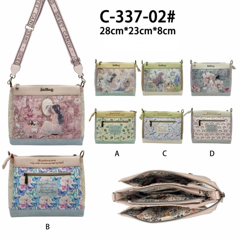 Bolso Bandolera Sintética con Diseño Muñeca Sweet Candy, Bolsillo Trasero y Multicompartimentos Mujer