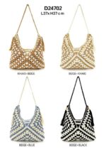 Bolso de Hombro de Algodón y Ganchillo para Mujer con Asa Larga y Cierre de Cremallera - Imagen 2