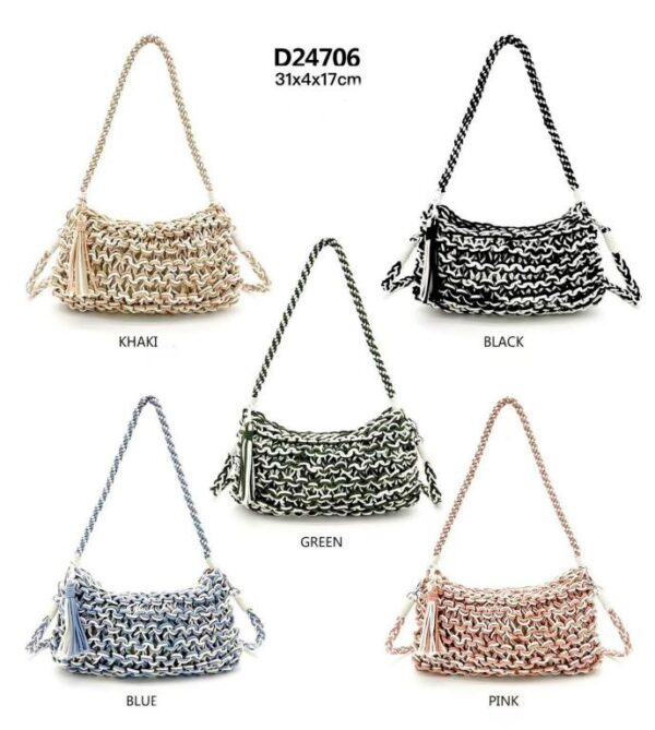 Bolso de Hombro de Algodón y Ganchillo con Asa Larga y Tira Bandolera Extraíble para Mujer - Imagen 2