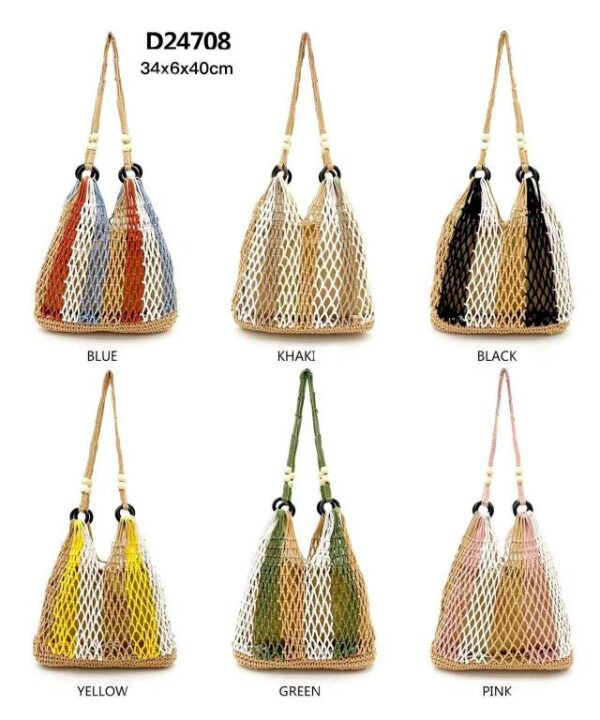 Bolso de Hombro de Algodón y Ganchillo para Mujer con Asas Largas y Saquito Interior - Imagen 3