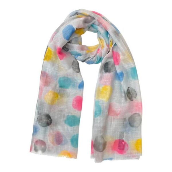Bufanda de Lino y Algodón para Mujer con Diseño de Puntitos y Preciosos Colores - Imagen 3