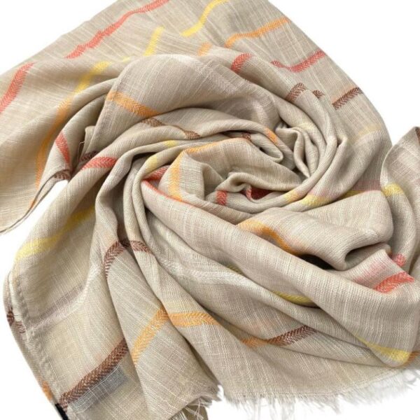 Bufanda de Lino y Algodón para Mujer con Diseño de Rayas de Colores y Gran Calidad - Imagen 11
