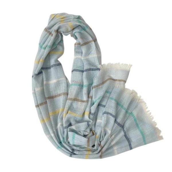 Bufanda de Lino y Algodón para Mujer con Diseño de Rayas de Colores y Gran Calidad - Imagen 9
