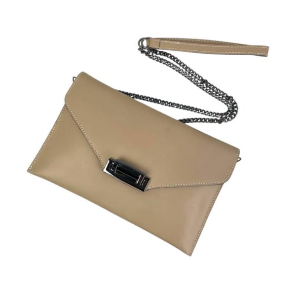 Bandolera de Piel Italiana con Solapa de Broche y 2 Compartimentos para Mujer - Imagen 2