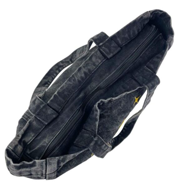 Amplio Bolso de Hombro en Algodón y Tela Vaquera con 2 Asas Largas y Diseño "Good Lucky Lucky" para Mujer - Imagen 5