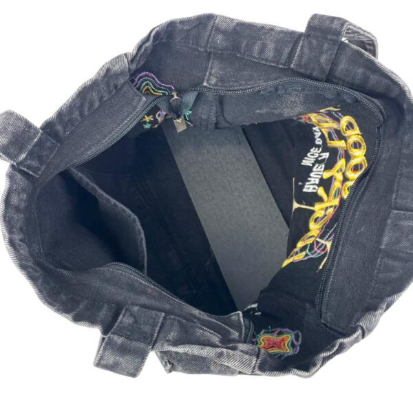 Amplio Bolso de Hombro en Algodón y Tela Vaquera con 2 Asas Largas y Diseño "Good Lucky Lucky" para Mujer - Imagen 6