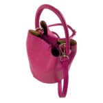 Bolso de Mano Estilo Bucket en Piel Italiana con Cierre de Botón y Tiras Laterales con Botones para Mujer - Imagen 16