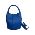 Bolso de Mano Estilo Bucket en Piel Italiana con Cierre de Botón y Tiras Laterales con Botones para Mujer - Imagen 10