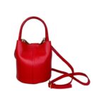 Bolso de Mano Estilo Bucket en Piel Italiana con Cierre de Botón y Tiras Laterales con Botones para Mujer - Imagen 6