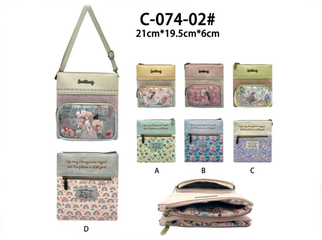 CGC-074-02-All Bolso Bandolera Sintético de Mujer con Diseño Muñeca Sweet Candy y 4 Bolsillos con Cierre de Cremallera - Imagen 1