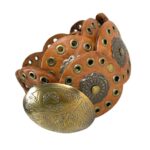 Cinturón Artesanal de Piel Con Bonito Diseño de Flores y Estilo Exclusivo para Mujer - Imagen 3