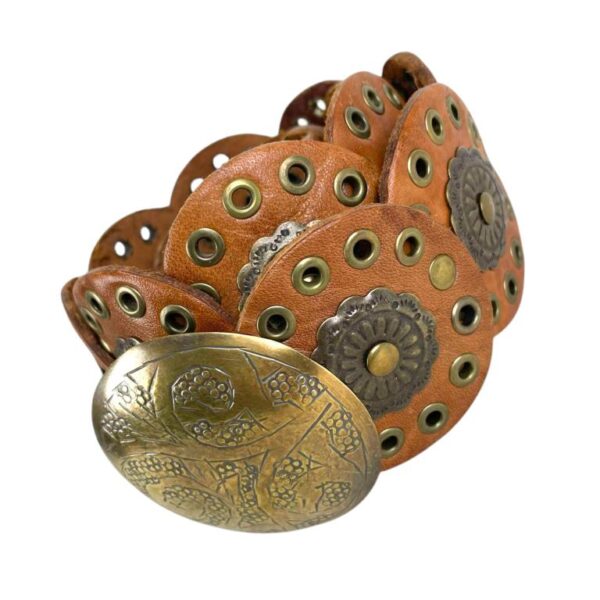 Cinturón Artesanal de Piel Con Bonito Diseño de Flores y Estilo Exclusivo para Mujer - Imagen 3