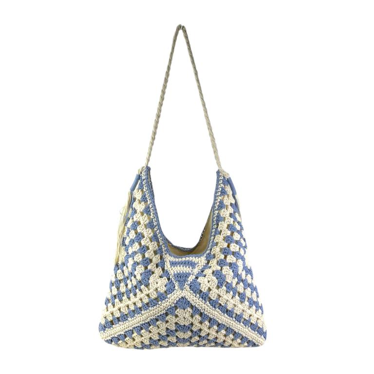 CGD24702-Principal Bolso de Hombro de Algodón y Ganchillo para Mujer con Asa Larga y Cierre de Cremallera - Imagen 1