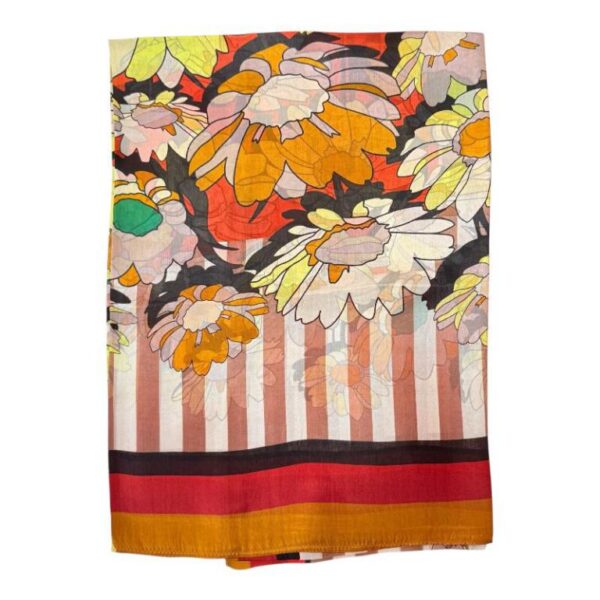 Amplia Bufanda de Mujer en Seda 100% con Gran Calidad y Diseño de Flores - Imagen 2