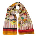 Amplia Bufanda de Mujer en Seda 100% con Gran Calidad y Diseño de Flores
