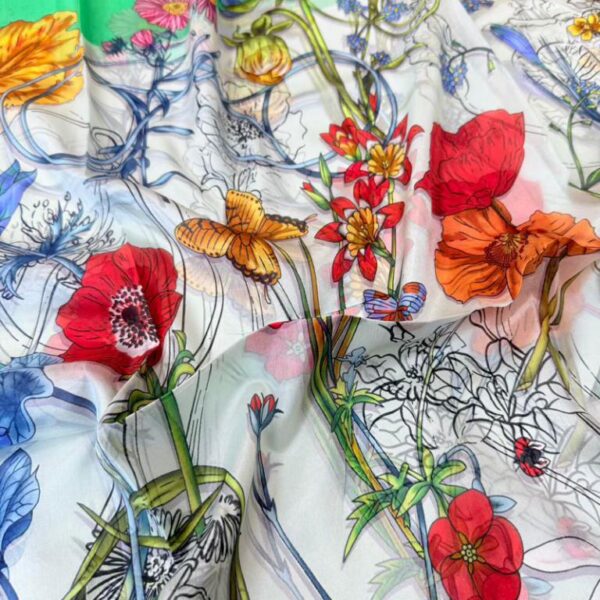 Bonita Bufanda para Mujer en Seda 100% con Diseño Primaveral y Gran Calidad - Imagen 3