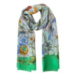 Bonita Bufanda para Mujer en Seda 100% con Diseño Primaveral y Gran Calidad