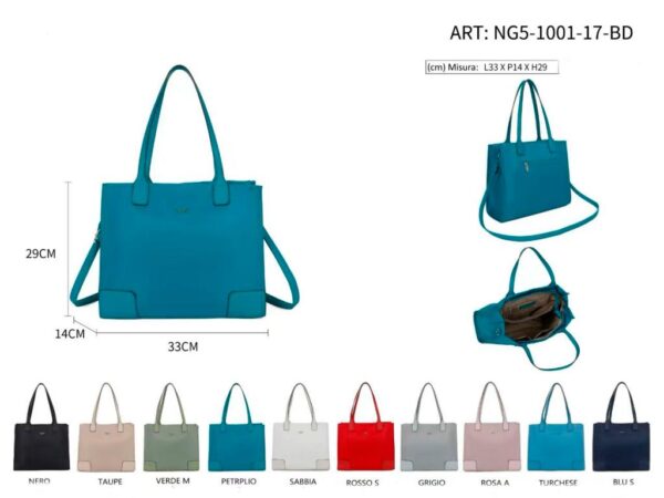 Bolso de Hombro en Tela Nailon para Mujer con Gran Capacidad, Bolsillo Trasero y Cierre de Cremallera - Imagen 2