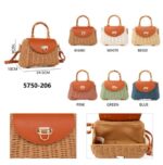 Bolso de Mano en Ratan y Papel con Solapa de Giro, Gran Calidad, Asa Corta y Tira Ajustable para Mujer - Imagen 2