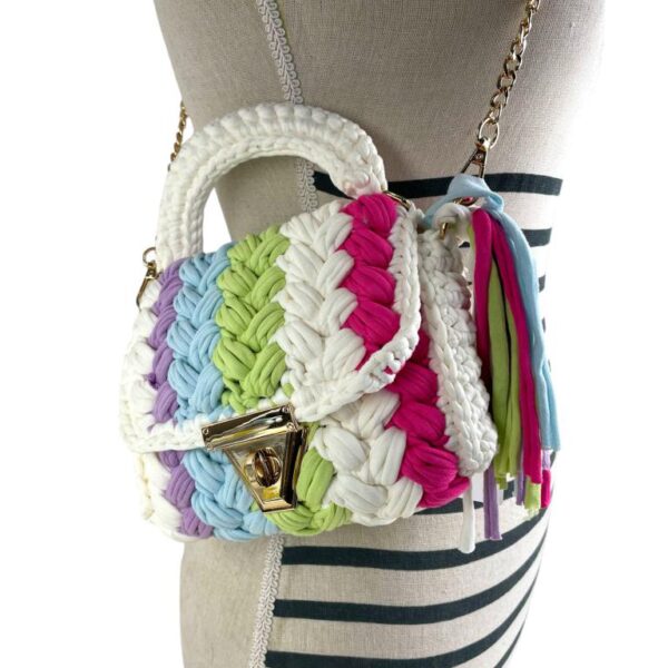 Bolso de Mano en Algodón y Ganchillo para Mujer con Flecos Decorativos, Asa Corta y Asa Larga-Portada- Mayorista España