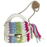 Bolso de Mano en Algodón y Ganchillo para Mujer con Flecos Decorativos, Asa Corta y Asa Larga-Principal- Mayorista España