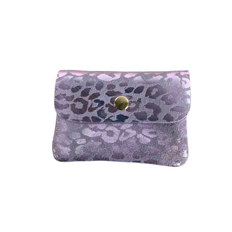 CG57709-Leo-Front Monedero de Piel Italiana con 3 compartimentos y Diseño Leopardo Brillante para Mujer - Imagen 1