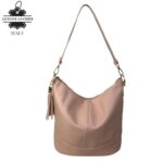 Bolso de Hombro en Piel con Bolsillo Trasero, Enganche Dorado y Asa Larga Mujer - Imagen 8