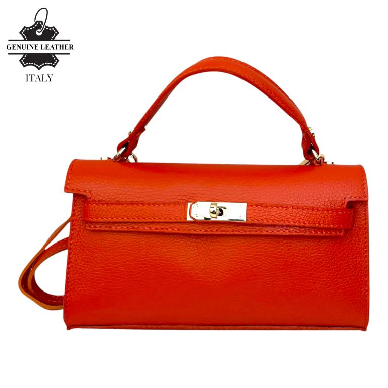 CG57988-O Bolso de Mano en Piel Italiana para Mujer con Asa Corta, Tira Bandolera y Solapa de Giro - Imagen 1