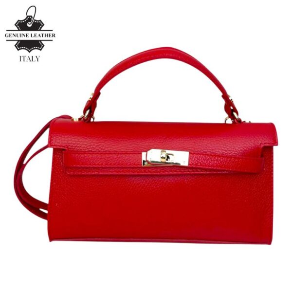 Bolso de Mano en Piel Italiana para Mujer con Asa Corta, Tira Bandolera y Solapa de Giro - Imagen 3