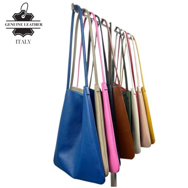 Bolso de Hombro plano en Piel Italiana estilo casual para mujer - Imagen 9