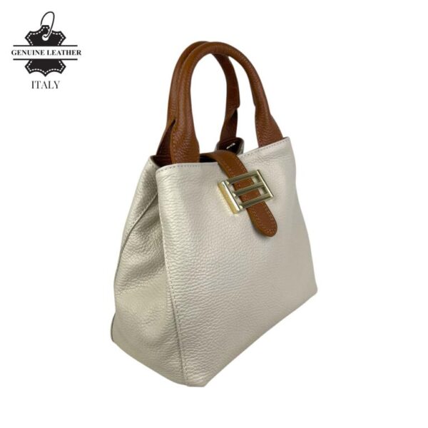 Bolso de Mano Piel Italiana 2 Formas, Solapa Botón, Cremallera y Enganche Mujer - Imagen 2