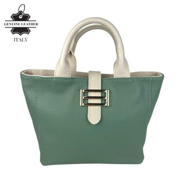 Bolso de Mano Piel Italiana 2 Formas, Solapa Botón, Cremallera y Enganche Mujer - Imagen 3