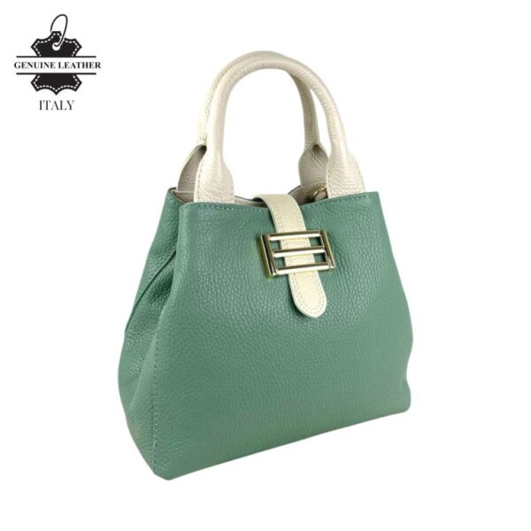 Bolso de Mano Piel Italiana 2 Formas, Solapa Botón, Cremallera y Enganche Mujer - Imagen 4