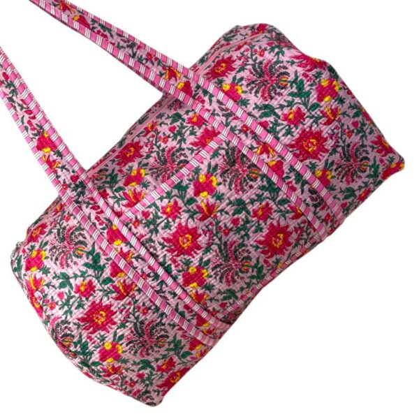 Bolso de Viaje Acolchado Algodón para Mujer con Asas Largas y Cremallera - Imagen 4