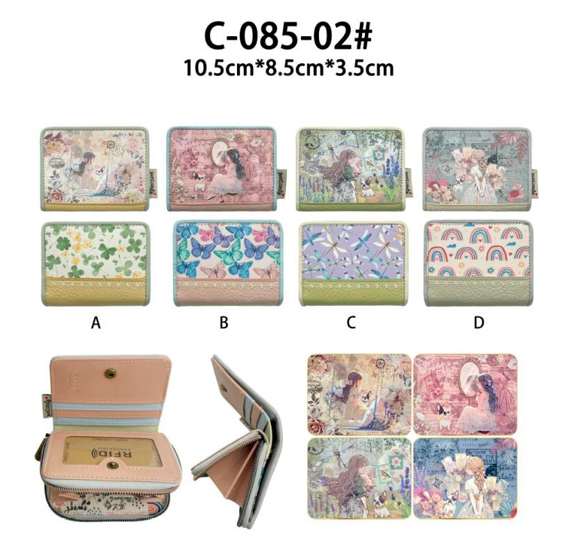 Monedero Compacto Sintético con Diseño Muñeca Sweet Candy, Caja y Espacio para Tarjetas de Mujer