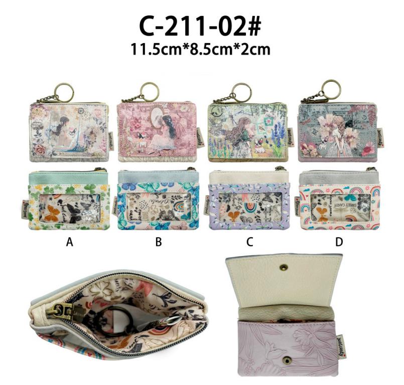 Monedero Sintético de Mujer con Diseño Muñeca Sweet Candy, Anilla y Compartimento Trasero Transparente