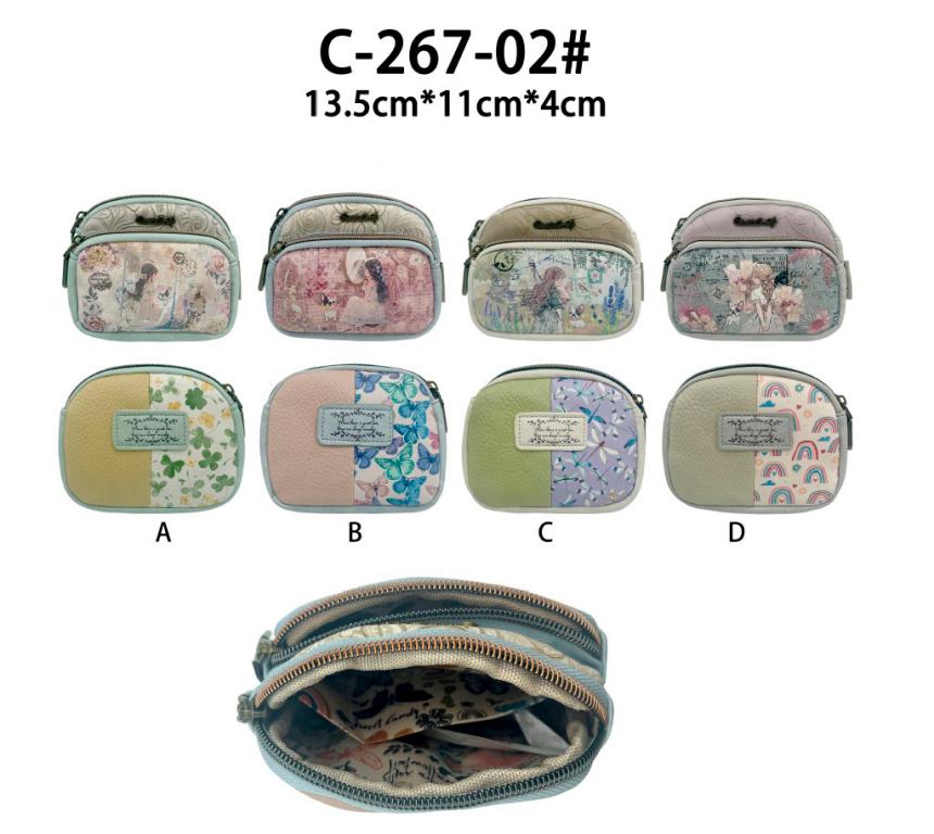 Monedero Sintético con Diseño Muñeca Sweet Candy, Bolsillo Frontal y Cierre de Cremallera para Mujer