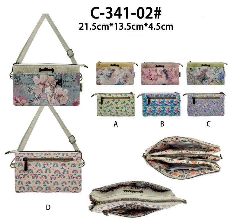 Bolso Bandolera Sintético de Mujer con Diseño Muñeca Sweet Candy, Bolsillos Exteriores y 3 Compartimentos
