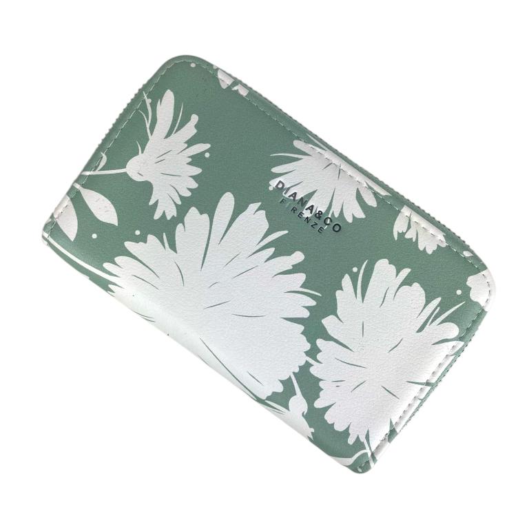 Cartera de Mujer en Piel Sintética con Caja, Diseño Flores y 2 Bolsillos con Cierre de Cremallera