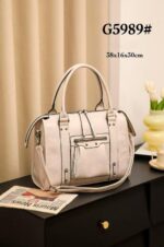 Amplio Bolso de Mano Sintético de Mujer con 2 Bolsillos Exteriores y Cierre de 2 Cremalleras