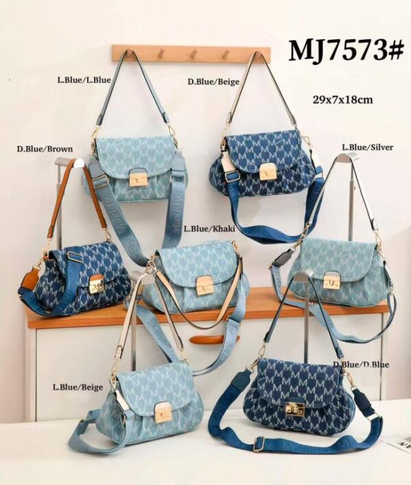 Bolso de Mano en Algodón y Tela Vaquera para Mujer con Asa Corta y Tira Bandolera Ajustable y Extraíble - Imagen 2