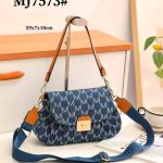 Bolso de Mano en Algodón y Tela Vaquera para Mujer con Asa Corta y Tira Bandolera Ajustable y Extraíble