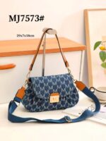 Bolso de Mano en Algodón y Tela Vaquera para Mujer con Asa Corta y Tira Bandolera Ajustable y Extraíble