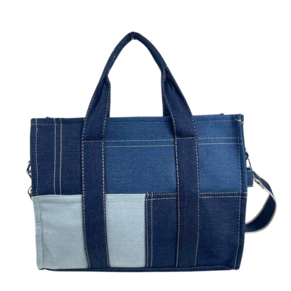 Bolso de Mano en Algodón Tipo Tote Grande para Mujer con Cremallera y Bolsillos Interiores - Imagen 2