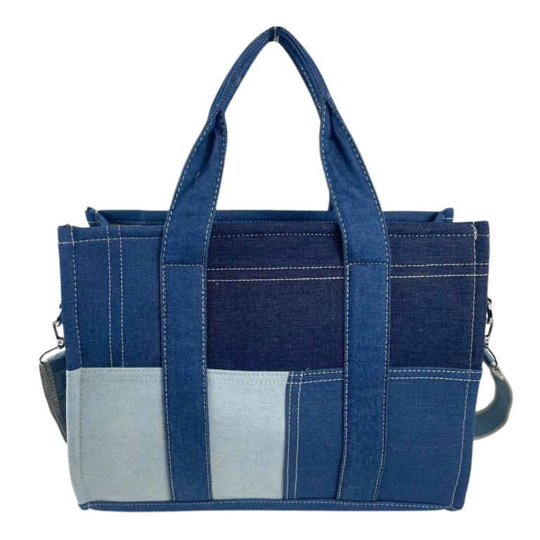 CG0190-9 Bolso de Mano en Algodón Tipo Tote Grande para Mujer con Cremallera y Bolsillos Interiores - Imagen 1