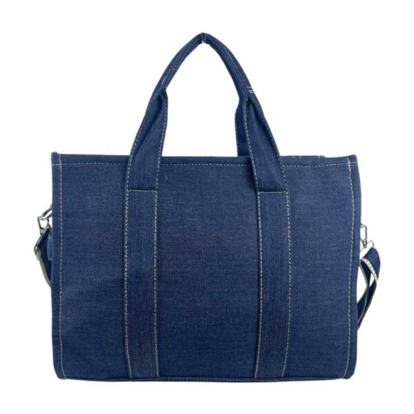 Bolso de Mano en Algodón Tipo Tote Grande para Mujer con Cremallera y Bolsillos Interiores - Imagen 3