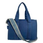 Bolso de Mano en Algodón Tipo Tote Pequeño para Mujer con Asas Cortas y Tira Bandolera-Back- Mayorista España