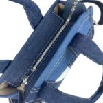 Bolso de Mano en Algodón Tipo Tote Pequeño para Mujer con Asas Cortas y Tira Bandolera-Open- Mayorista España