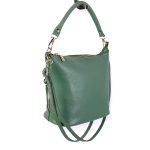 Bolso de Hombro de Mujer Piel Italiana con Cremalleras Laterales Decorativas