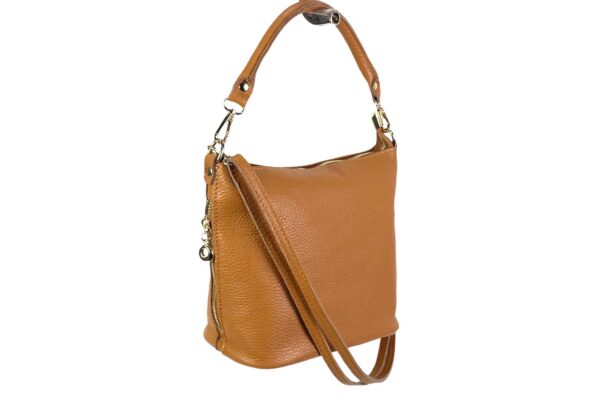 Bolso de Hombro de Mujer Piel Italiana con Cremalleras Laterales Decorativas - Imagen 6